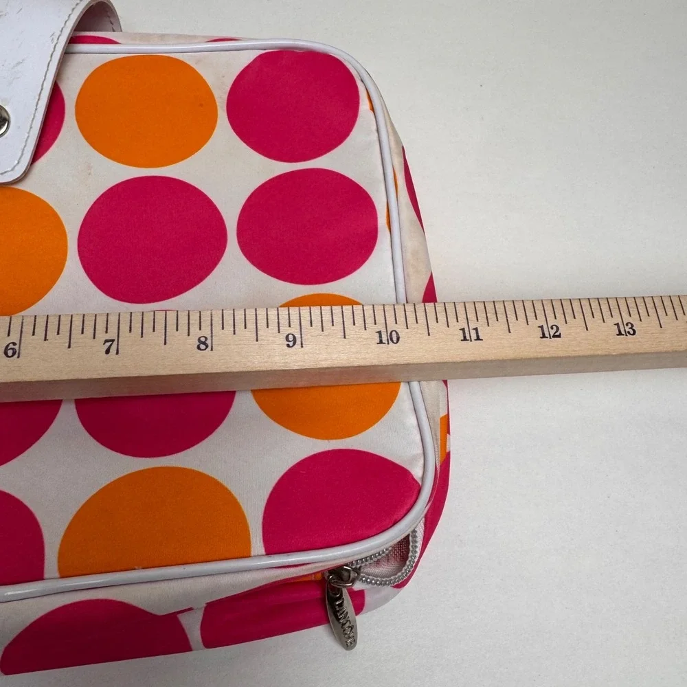 Lancome Hanging Makeup Bag Cosmetic Organizer Pink Orange Polka Dot Travel Case
